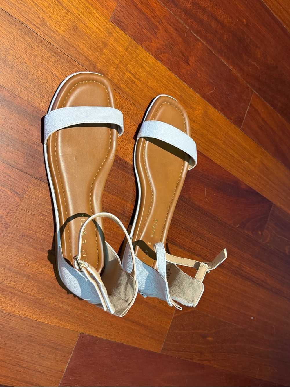 Kelly & Katie White Strap Sandals with Tan Footbed